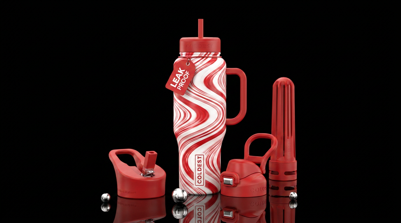 Candy Cane swirls water bottle design