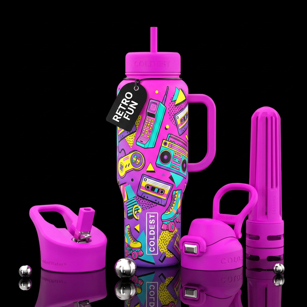 Back in the day fun water bottle design