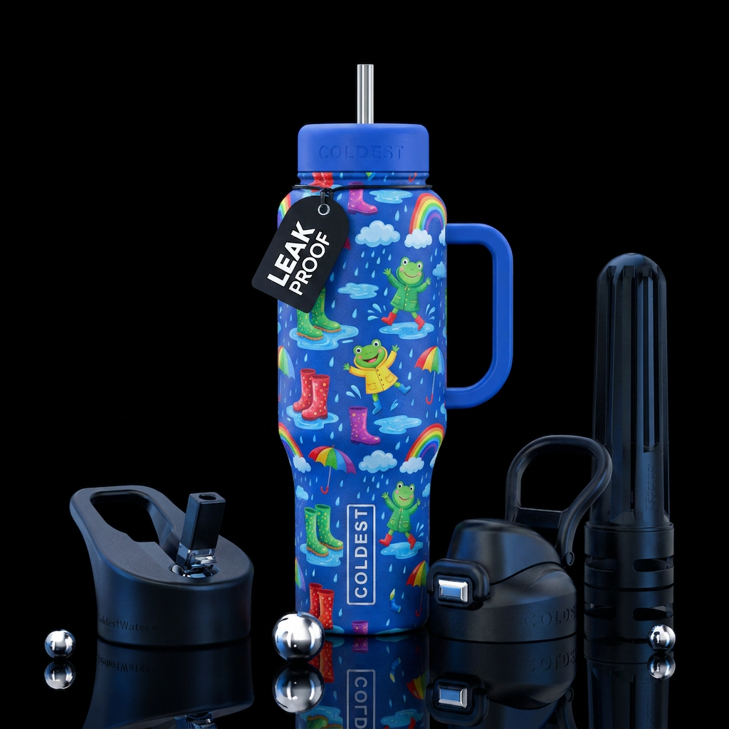 Rainy day fun water bottle design
