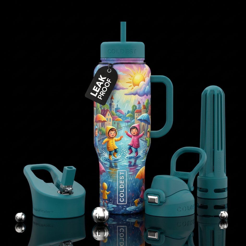 Fun in the rain water bottle design