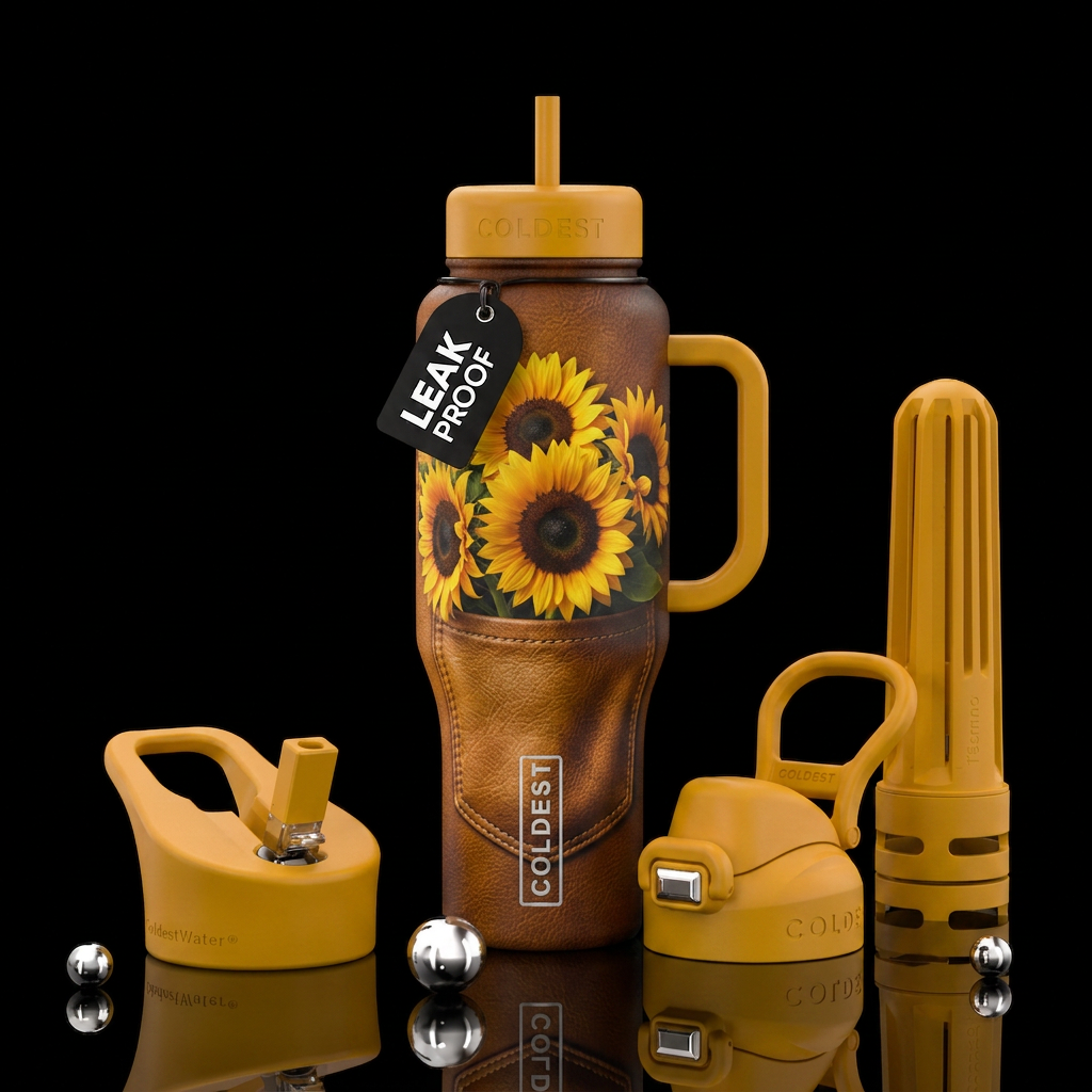 Pocket full of sunflowers water bottle design