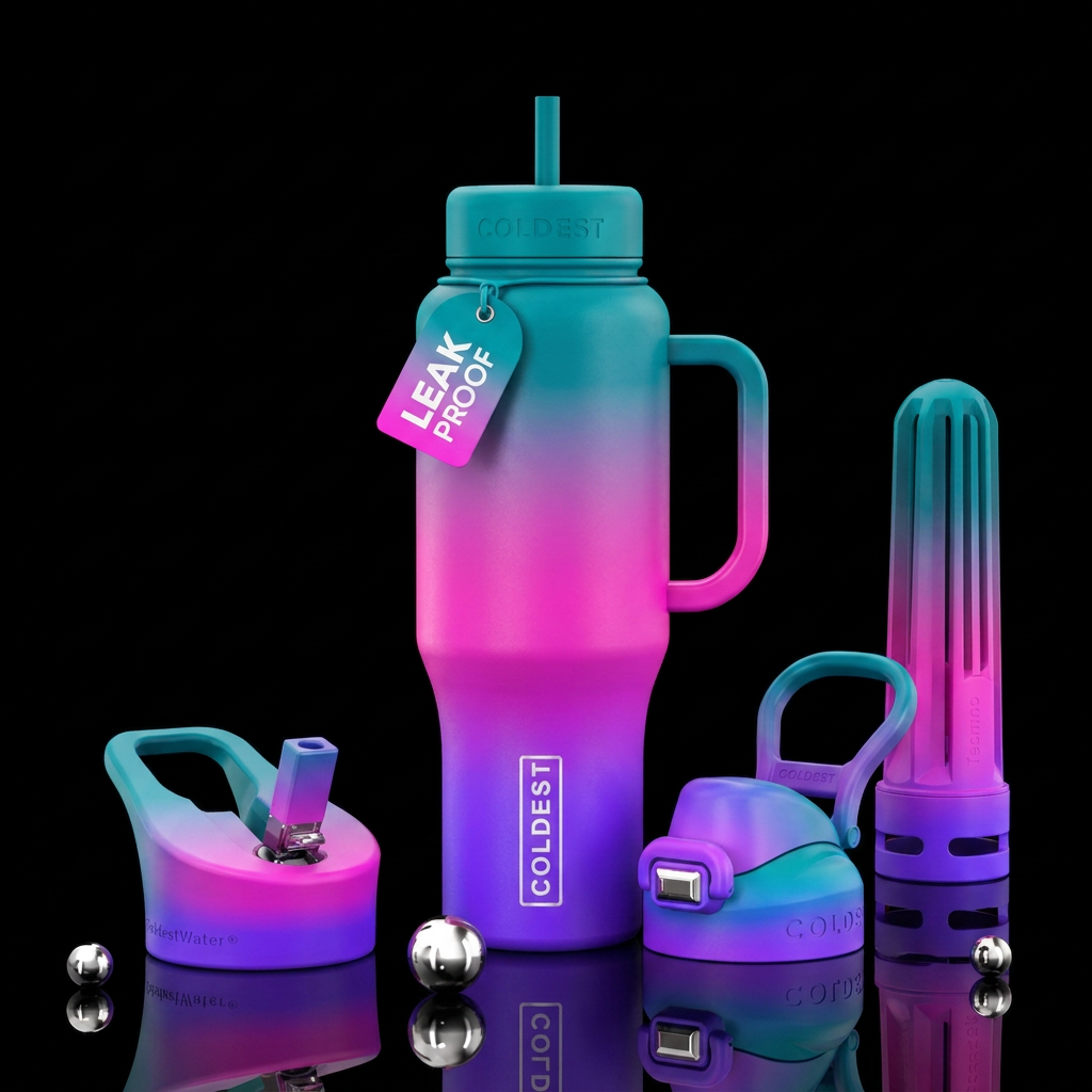Triple ombre, dreamy water bottle design