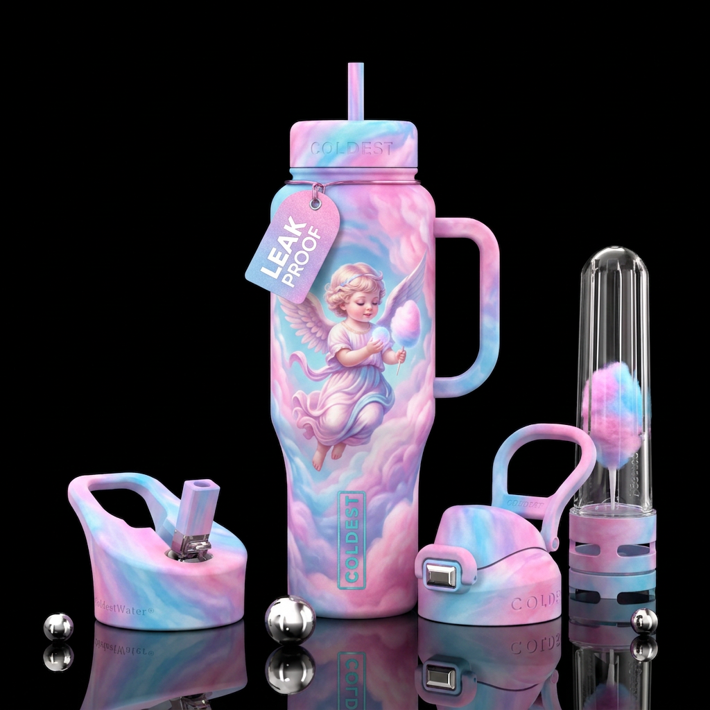 Cotton Candy Angel water bottle design