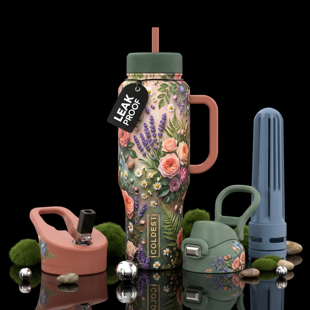 Earth flowers, garden, dreamy water bottle design