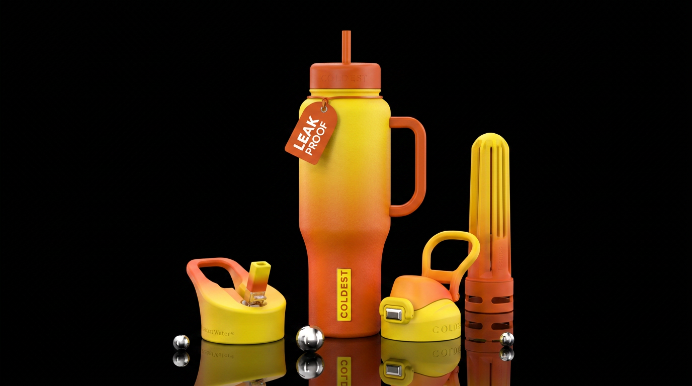 Candy corn colors, handle opposite colors water bottle design