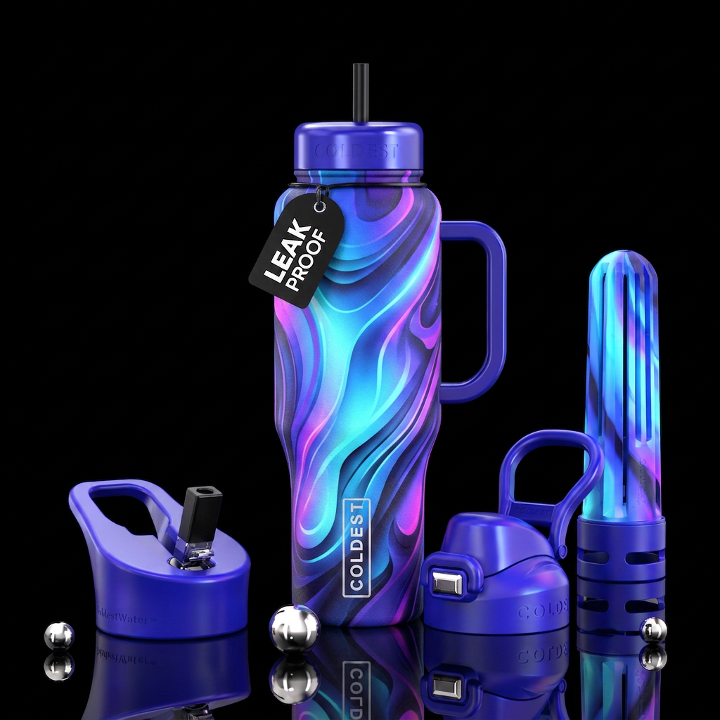 Happy days, glowie, shadow water bottle design