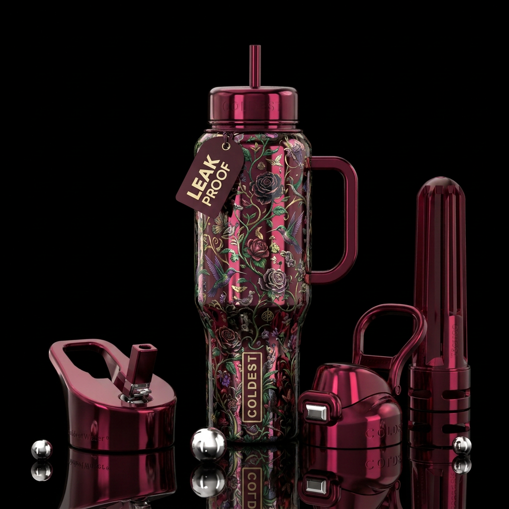 Secret garden, beautiful,  shiny water bottle design