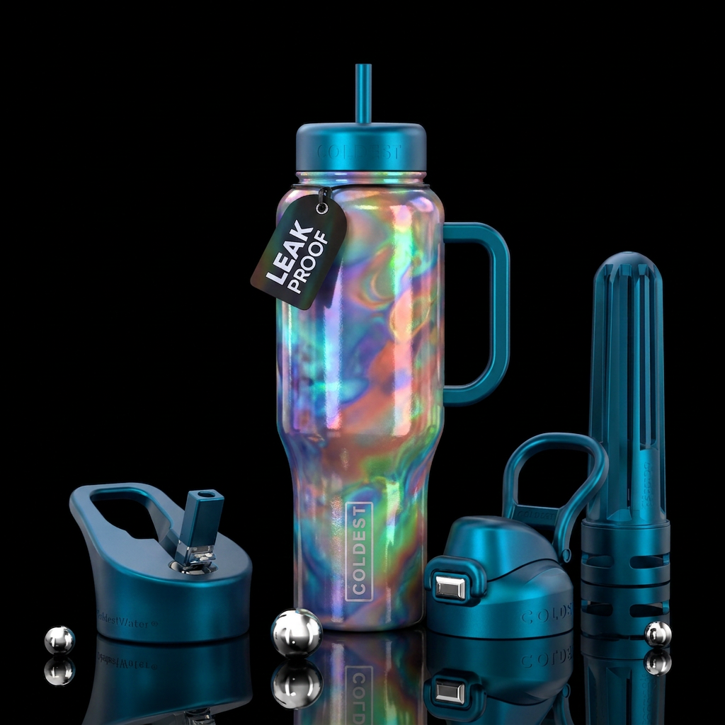 Cruise Library,, dreamy, shiny water bottle design