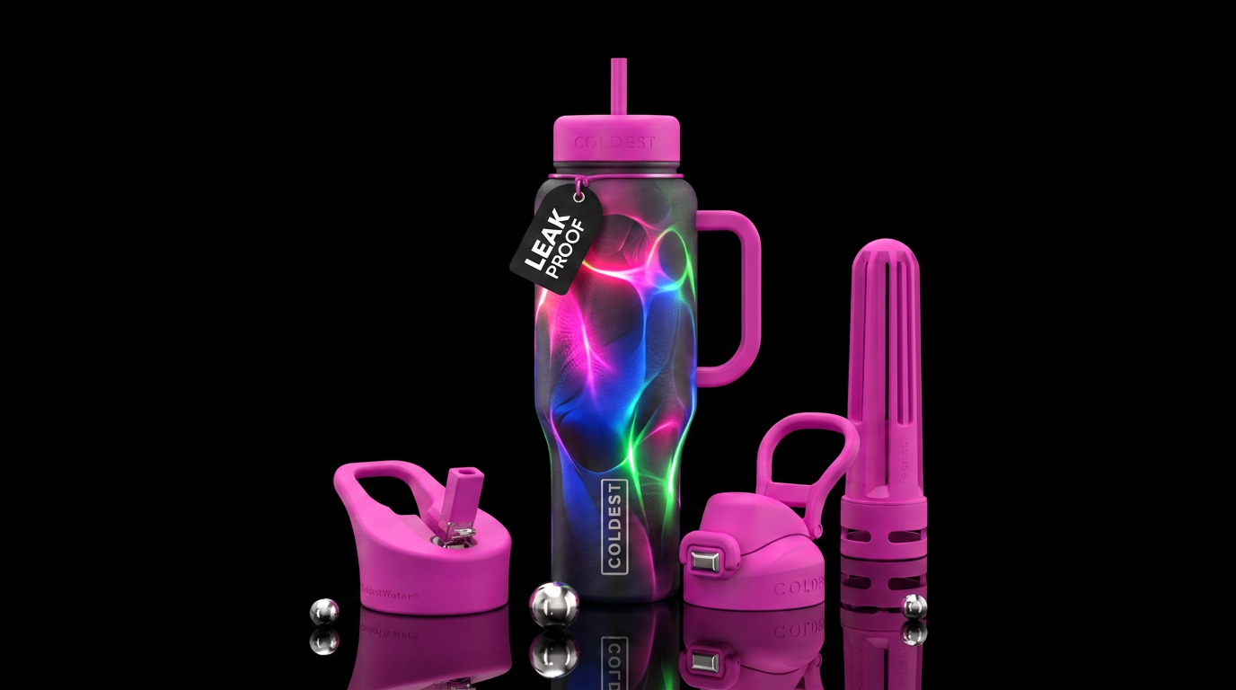 Happy days, glowie, shadow water bottle design