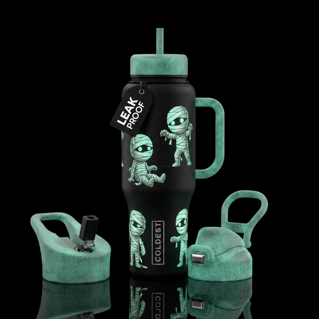 A few Little Mummies,  textured,  Glowie water bottle design