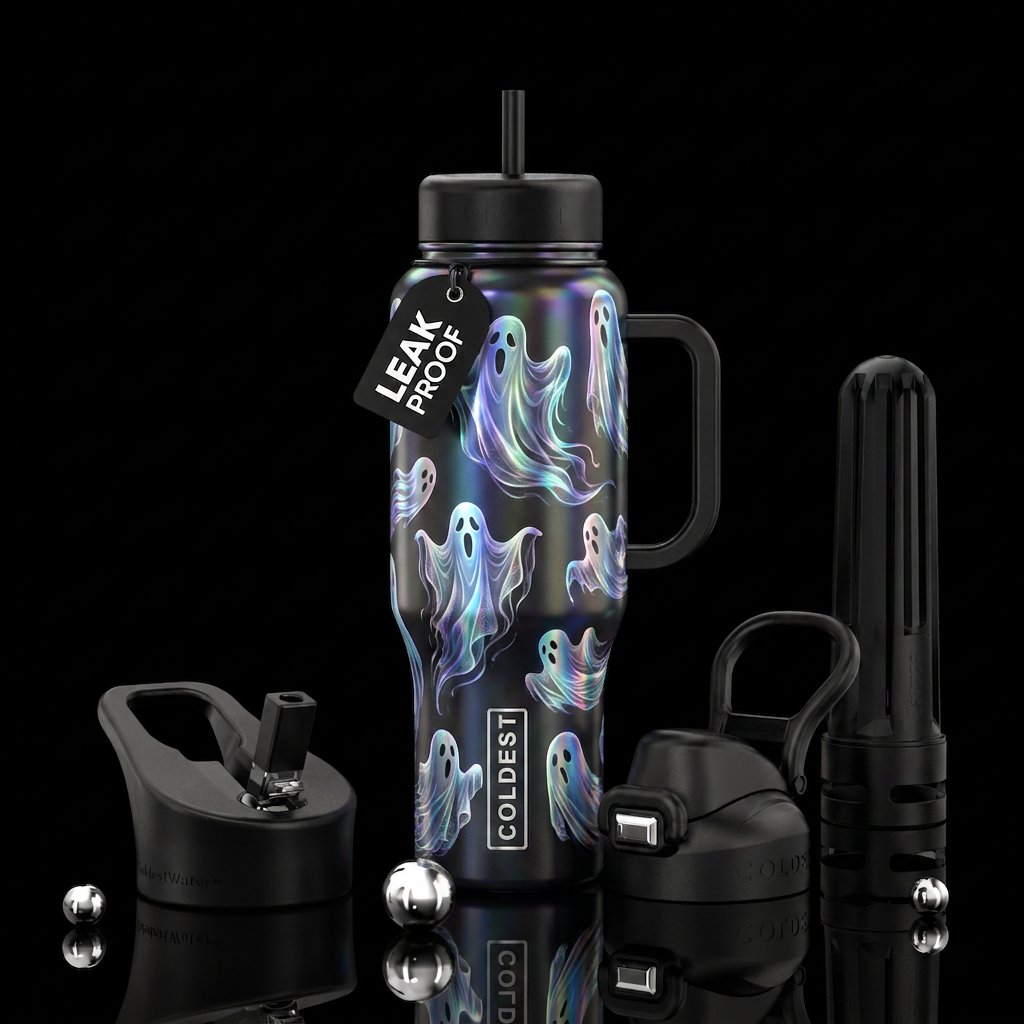 holographic realism ghost water bottle design