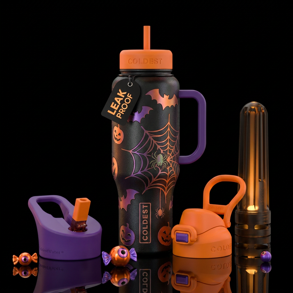 Halloween vibes water bottle design