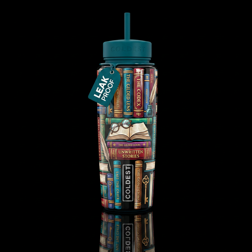 Book nerd, shiny water bottle design