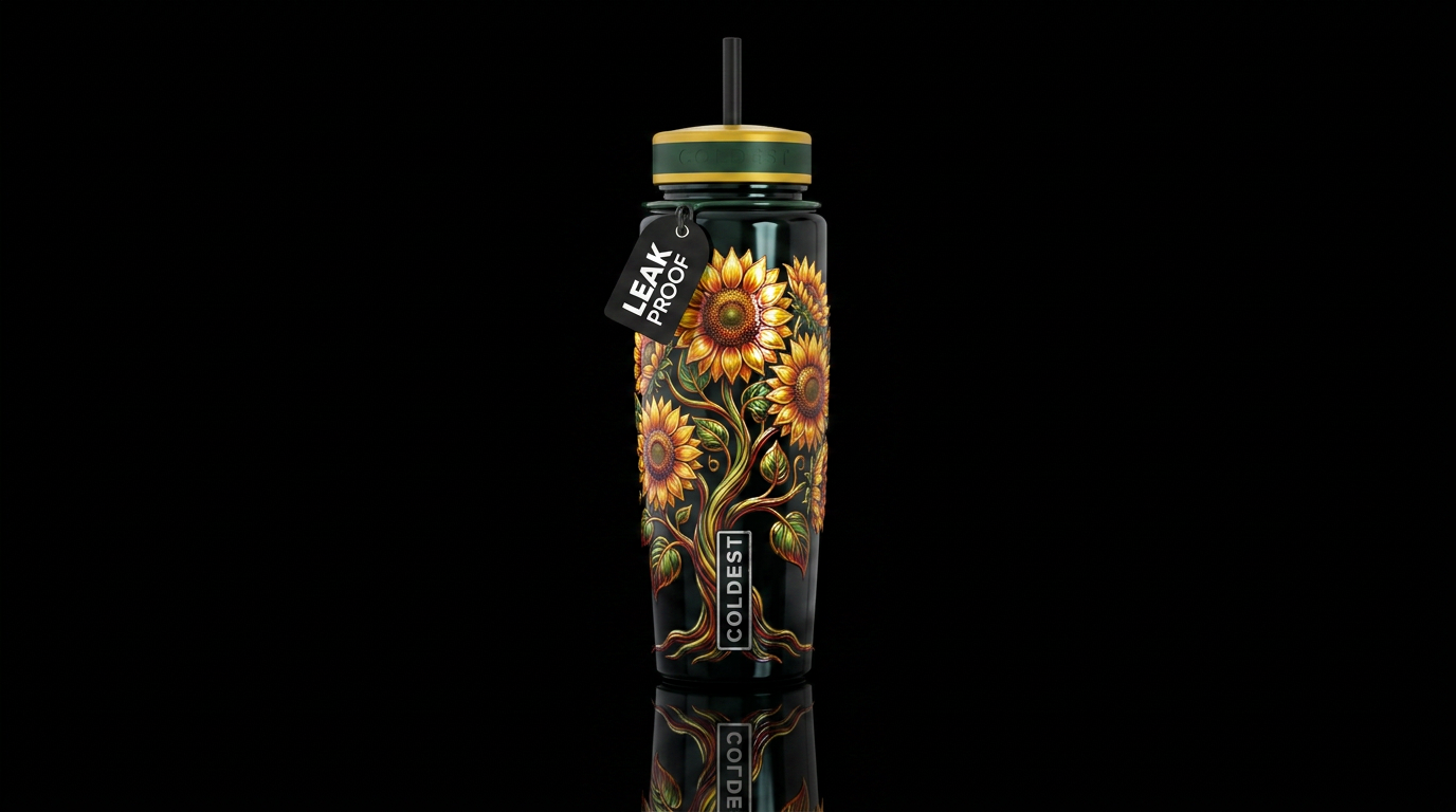 Shiney sunflower tree, water bottle design