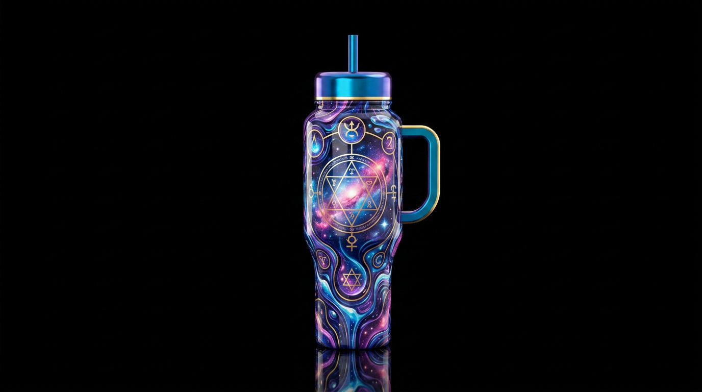 soothing, alchemy, shiny, stylistic, artistic, abs... water bottle design