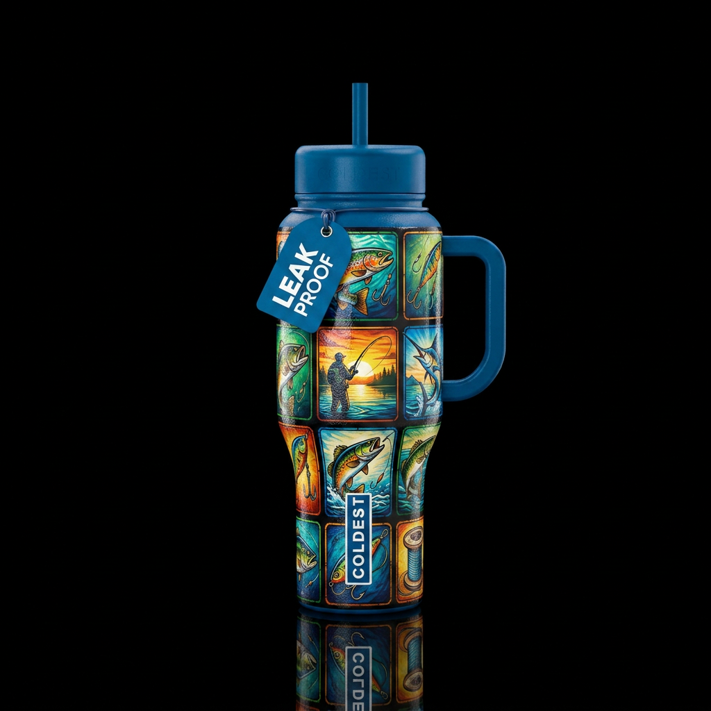 Fishing squares,  textured,  shiny water bottle design