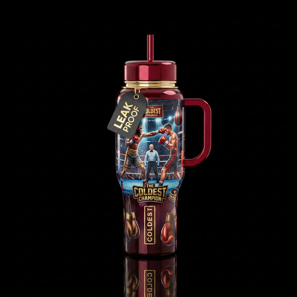 realism, boxing, shiny water bottle design