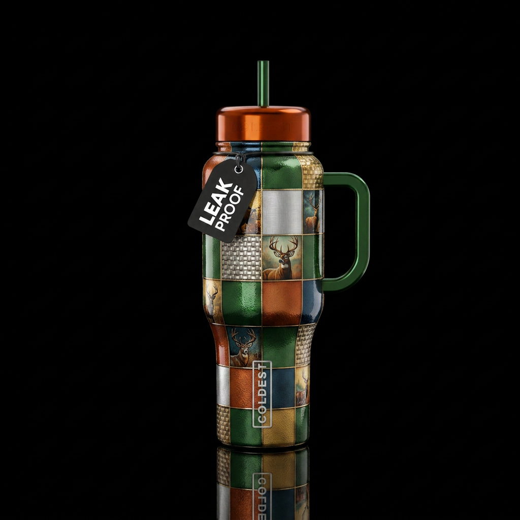 Buck, hunting Squares, shiny, textured water bottle design