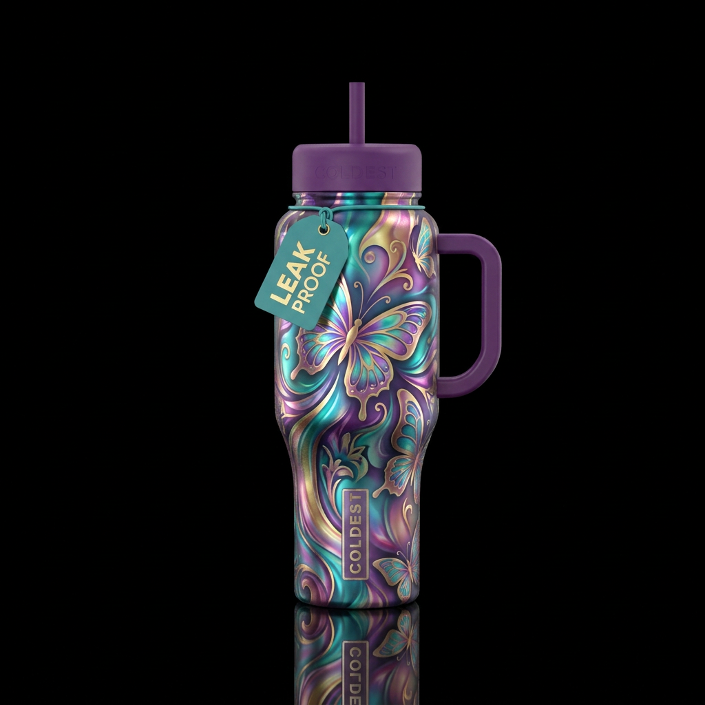 butterfly, abstract, stylistic, fantasy, beautiul,... water bottle design