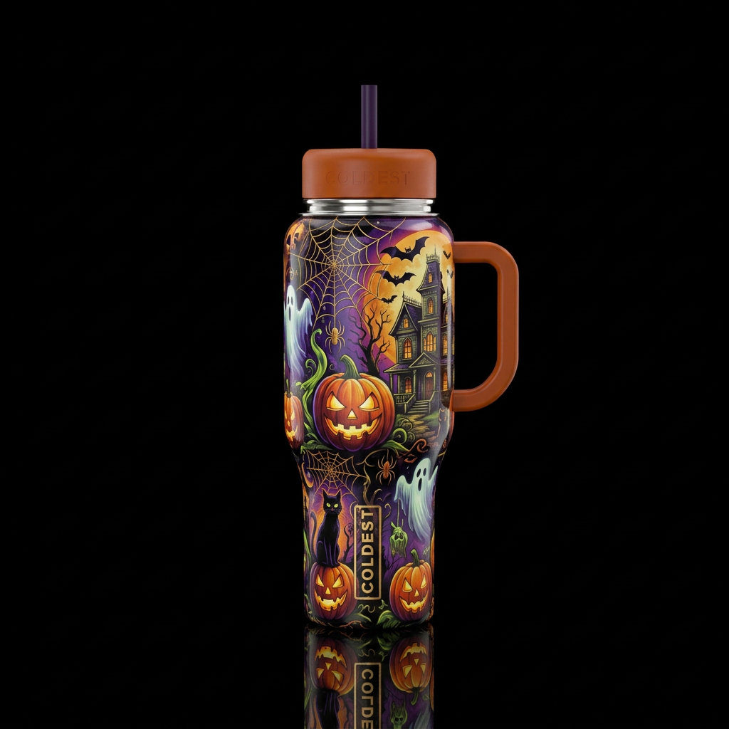 Remove the tag, halloween theme water bottle design
