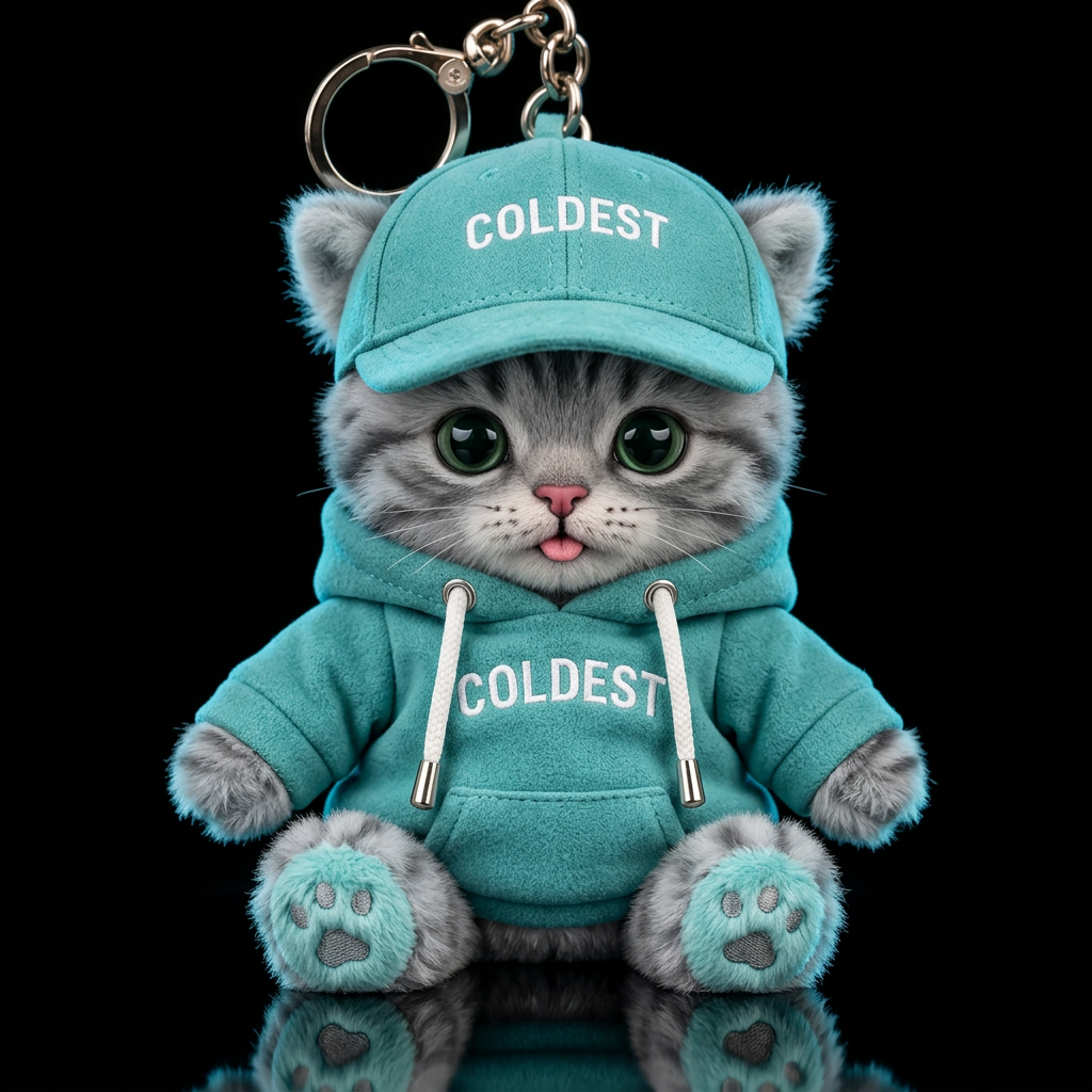 Fluffy Cute Kitten, teal Coldest sweatshirt & matc... water bottle design