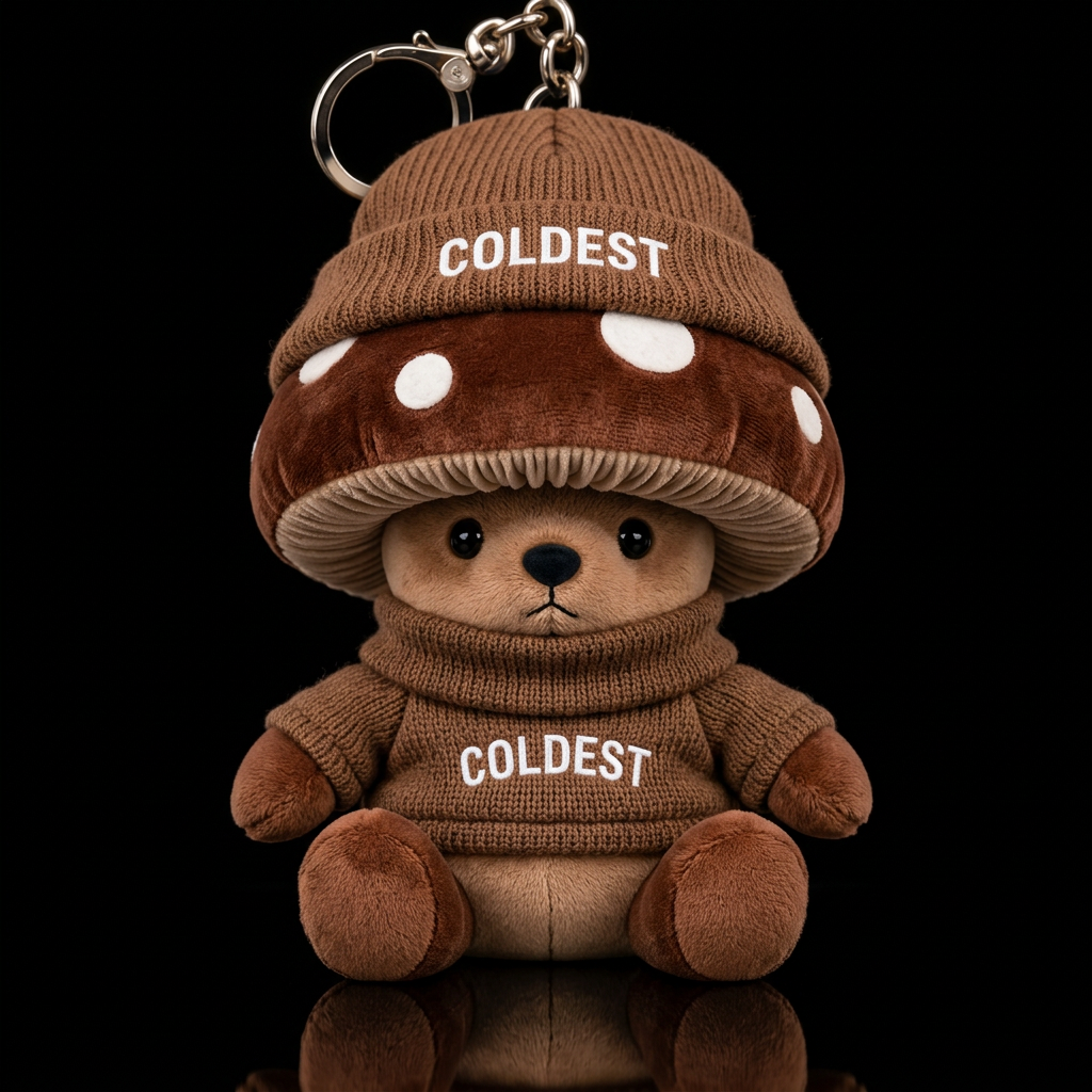 A mushroom w/ a brown coldest sweater scarf n matc... water bottle design