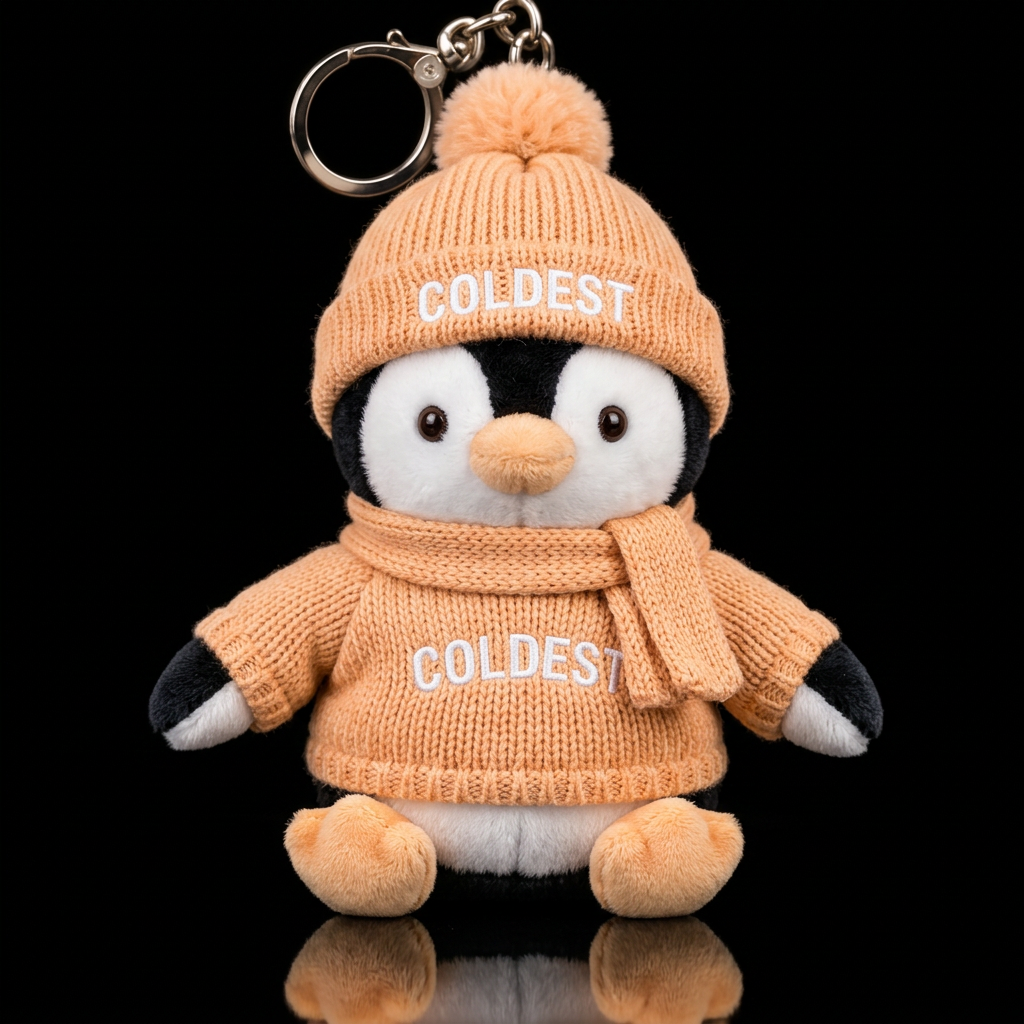 A penguin / a light orange coldest sweater scarf n... water bottle design
