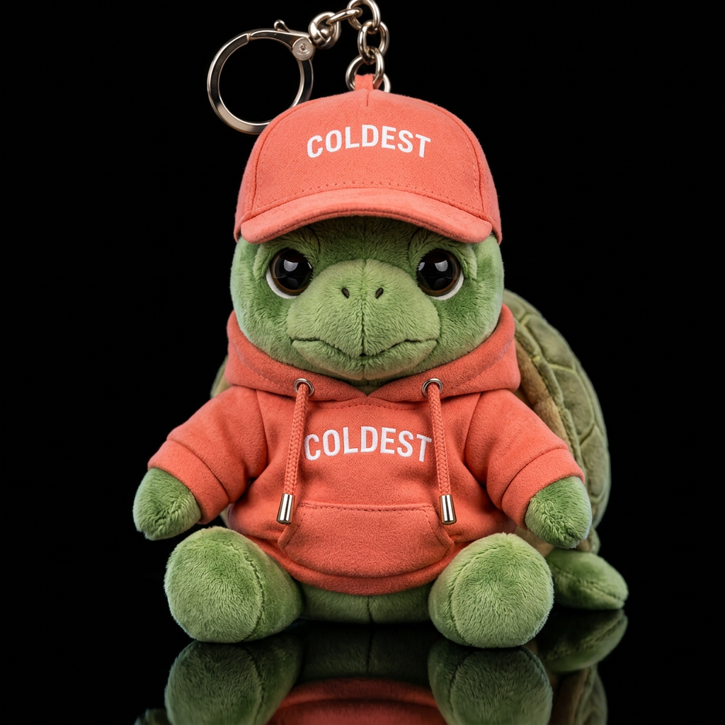 A green turtle with a coral coldest sweatshirt mat... water bottle design