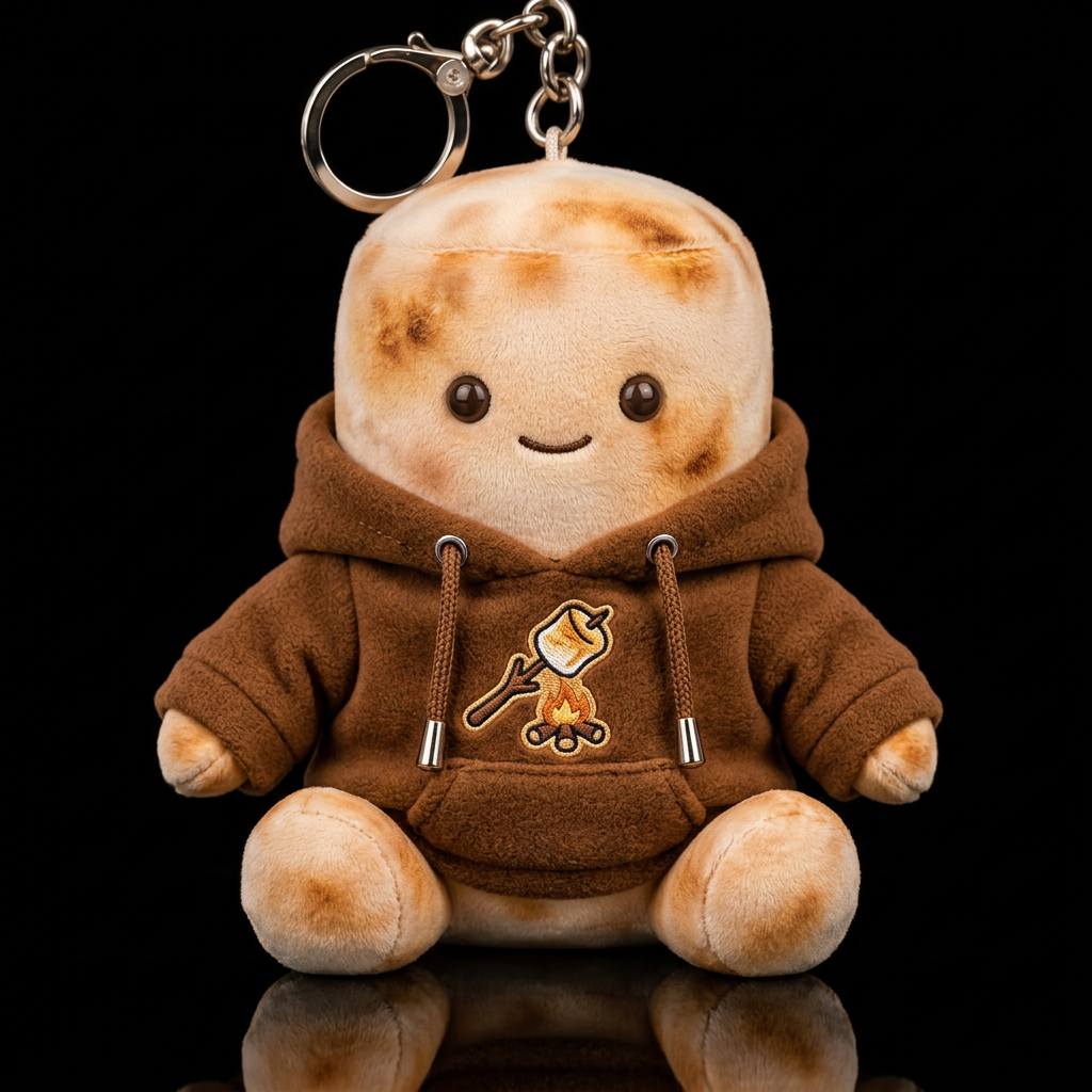 A roasted marshmallow, brown hoodie no cap water bottle design