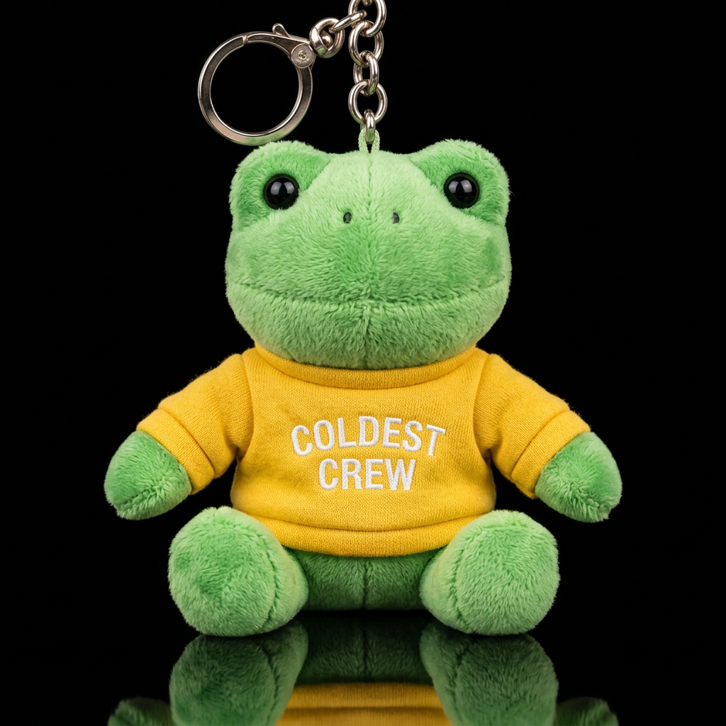 A frog, yellow coldie crew shirt no cap water bottle design