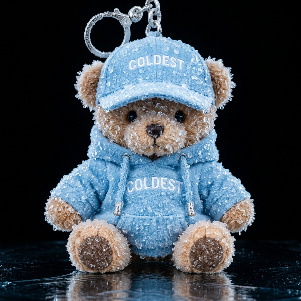 Iced over,  light blue hoodie,cap water bottle design