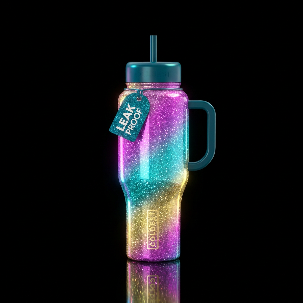 glowie, sparkly, ombre, shiny water bottle design