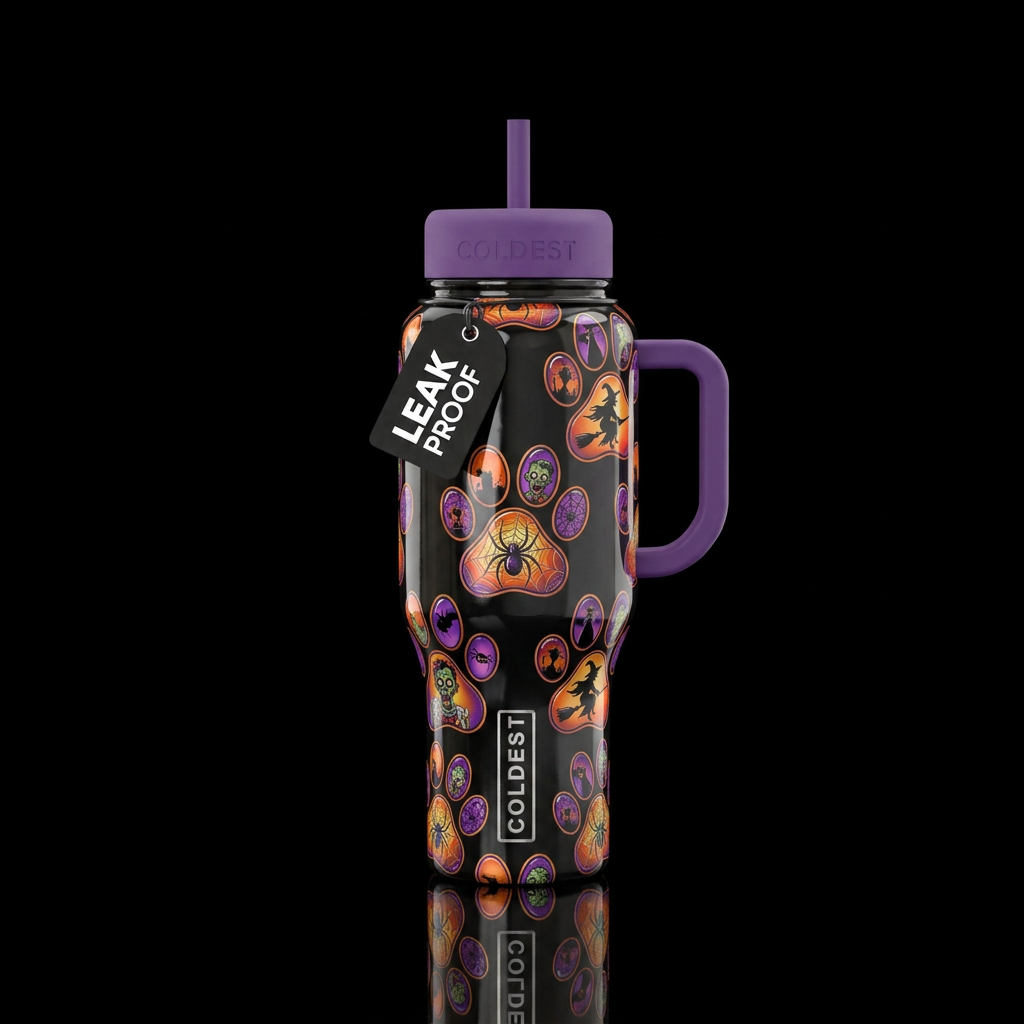 Halloween inside the paw Prints, zombie, Spider & ... water bottle design