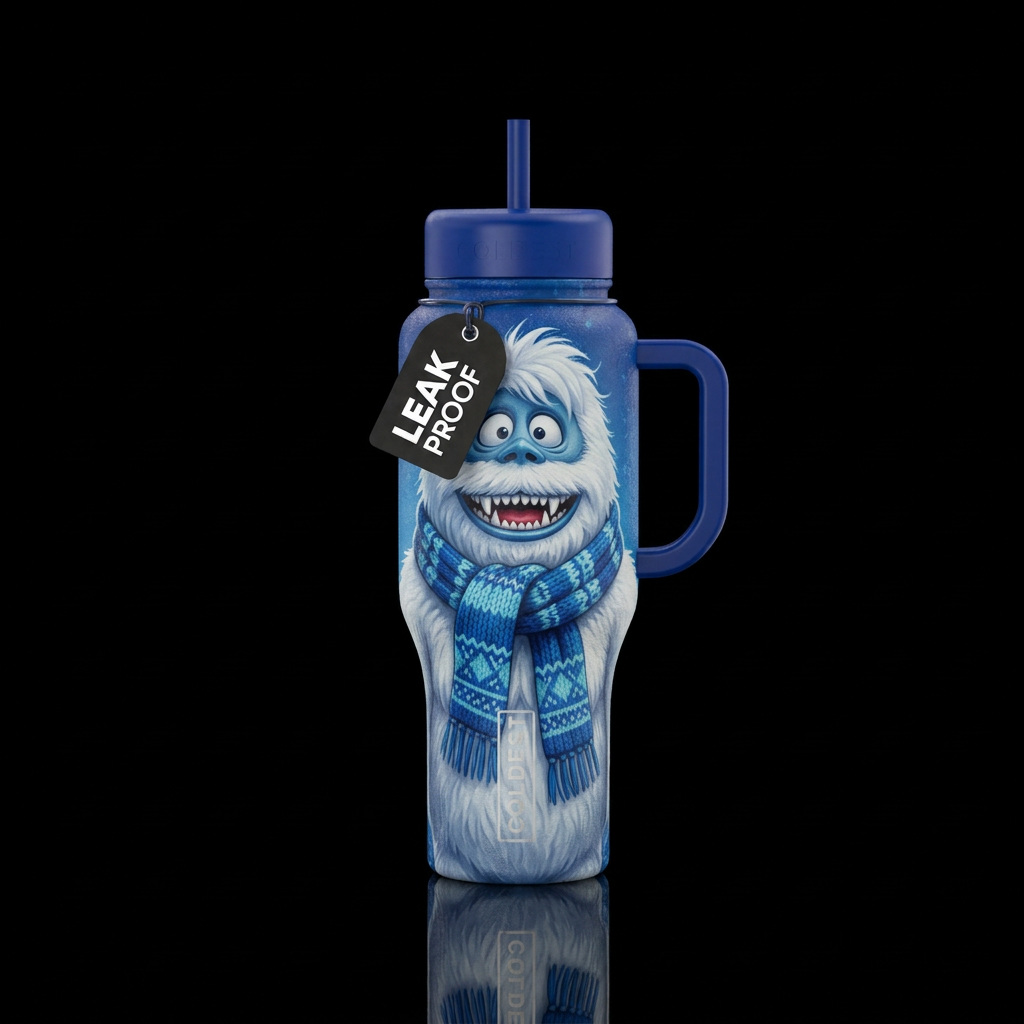 Bumble, blue & light blue scarf water bottle design