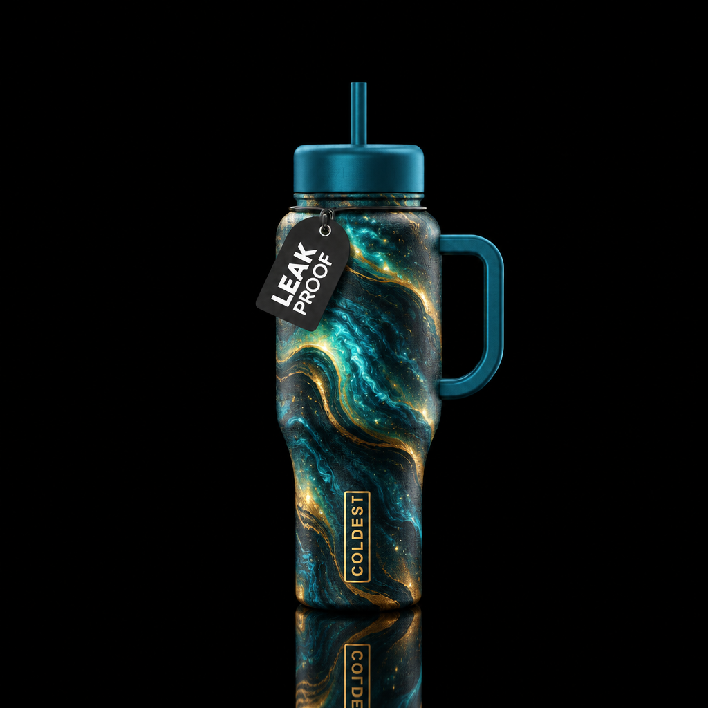 glowie, ancient, stylistic, swirls water bottle design