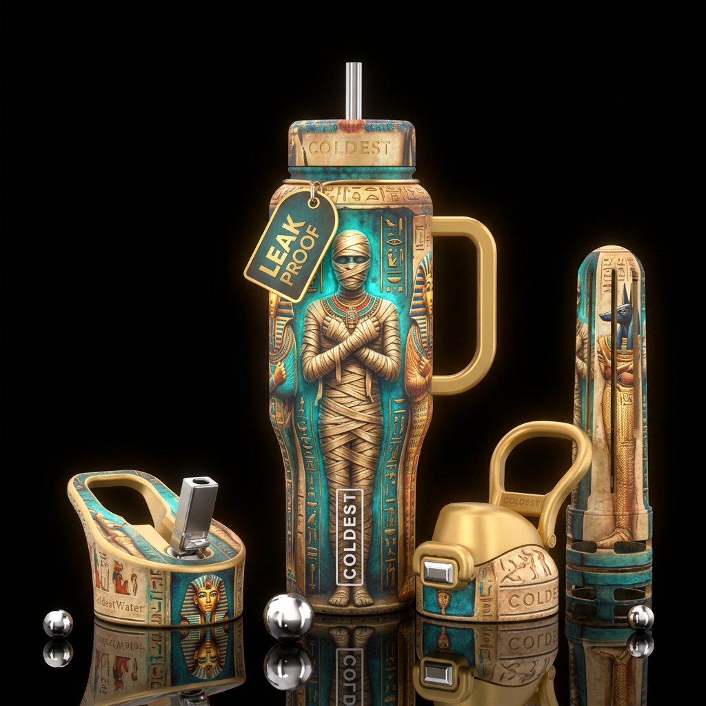 Mummy’s and tomb water bottle design