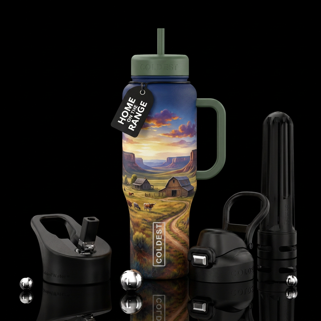 Home on the range water bottle design