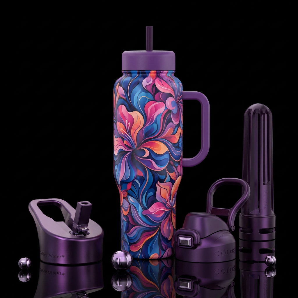 Abstract floral water bottle design
