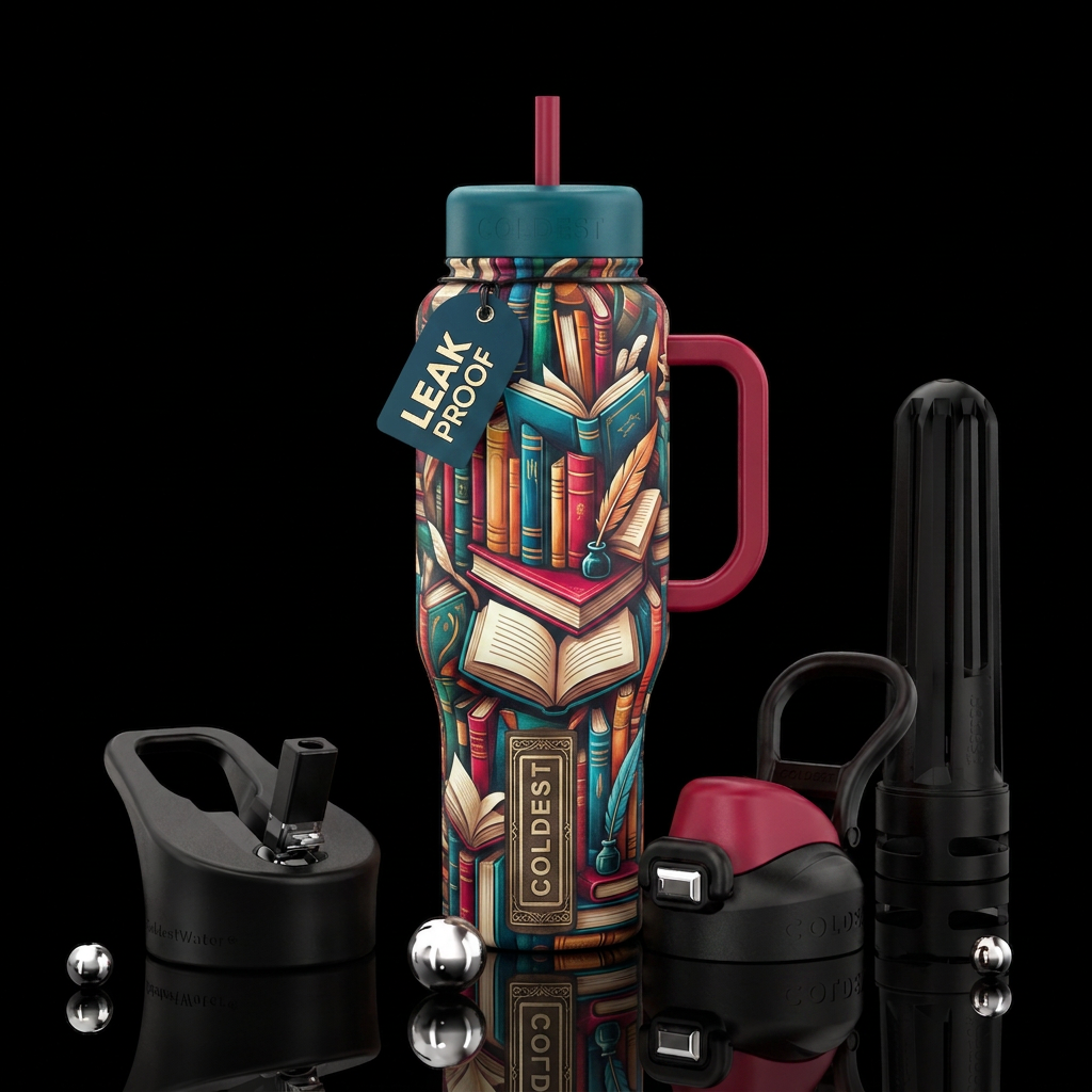 Abstract books water bottle design