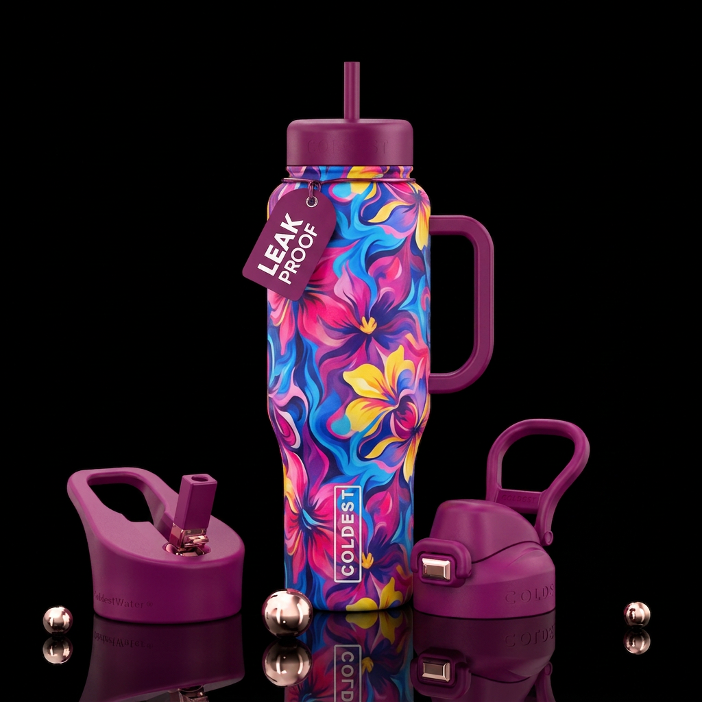 Abstract floral water bottle design