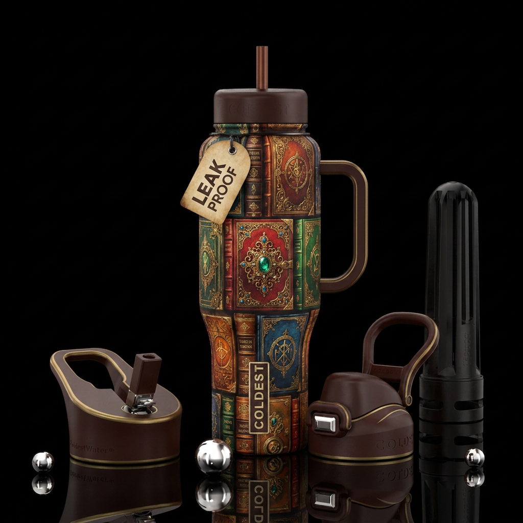 spell books water bottle design