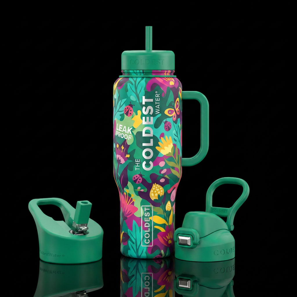 Hidden garden camo water bottle design