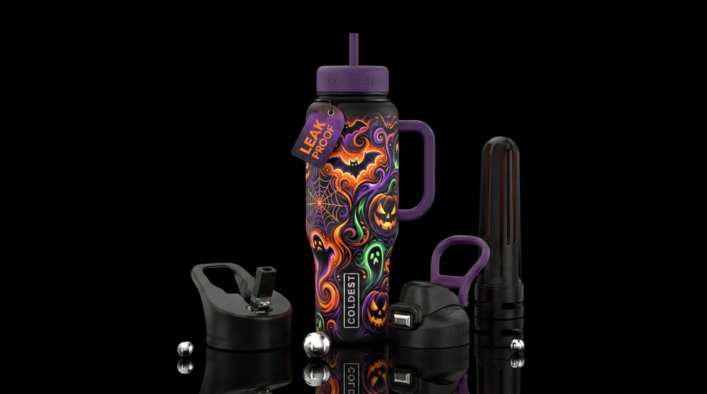Abstract Halloween water bottle design