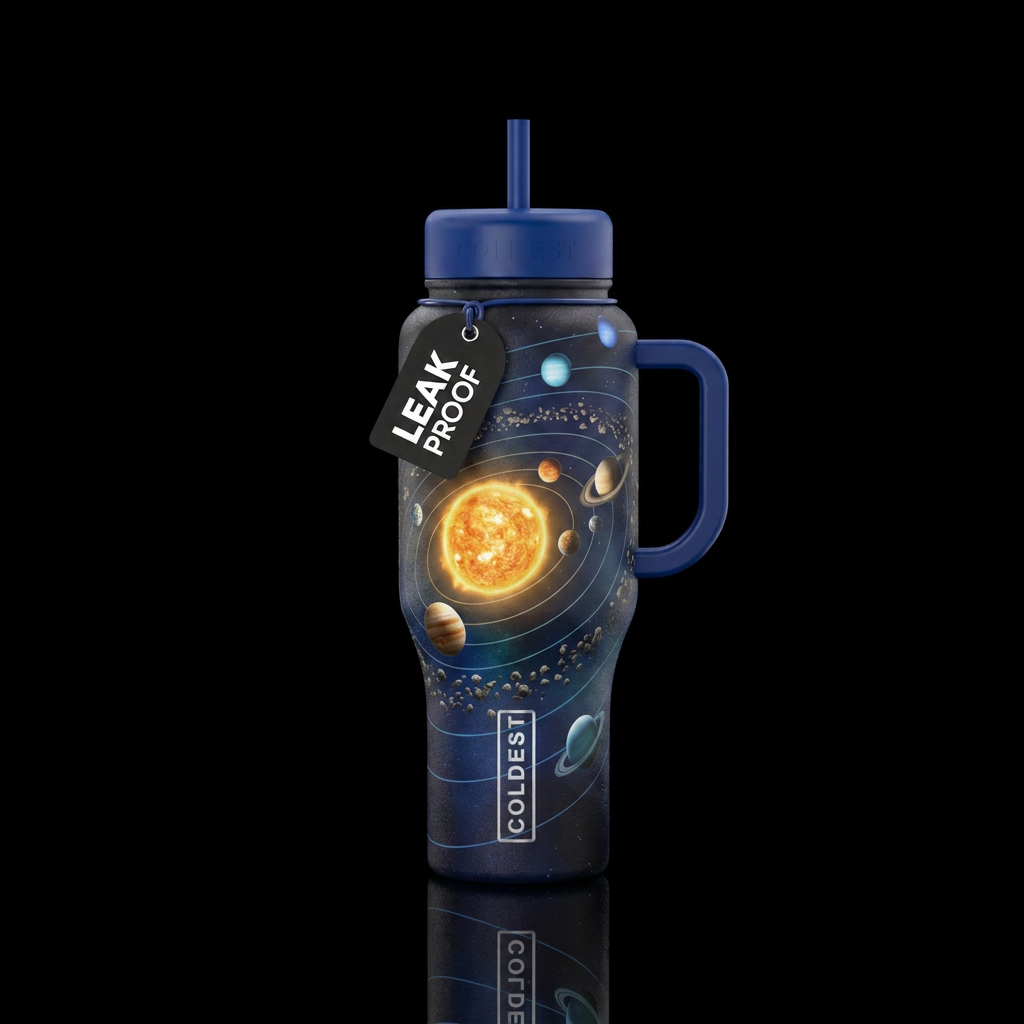 The solar system water bottle design