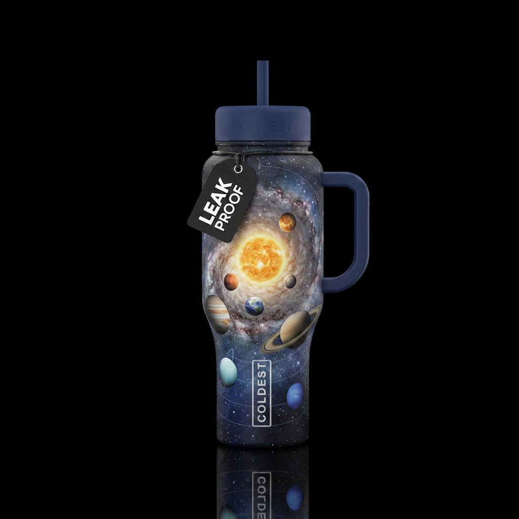 The solar system water bottle design