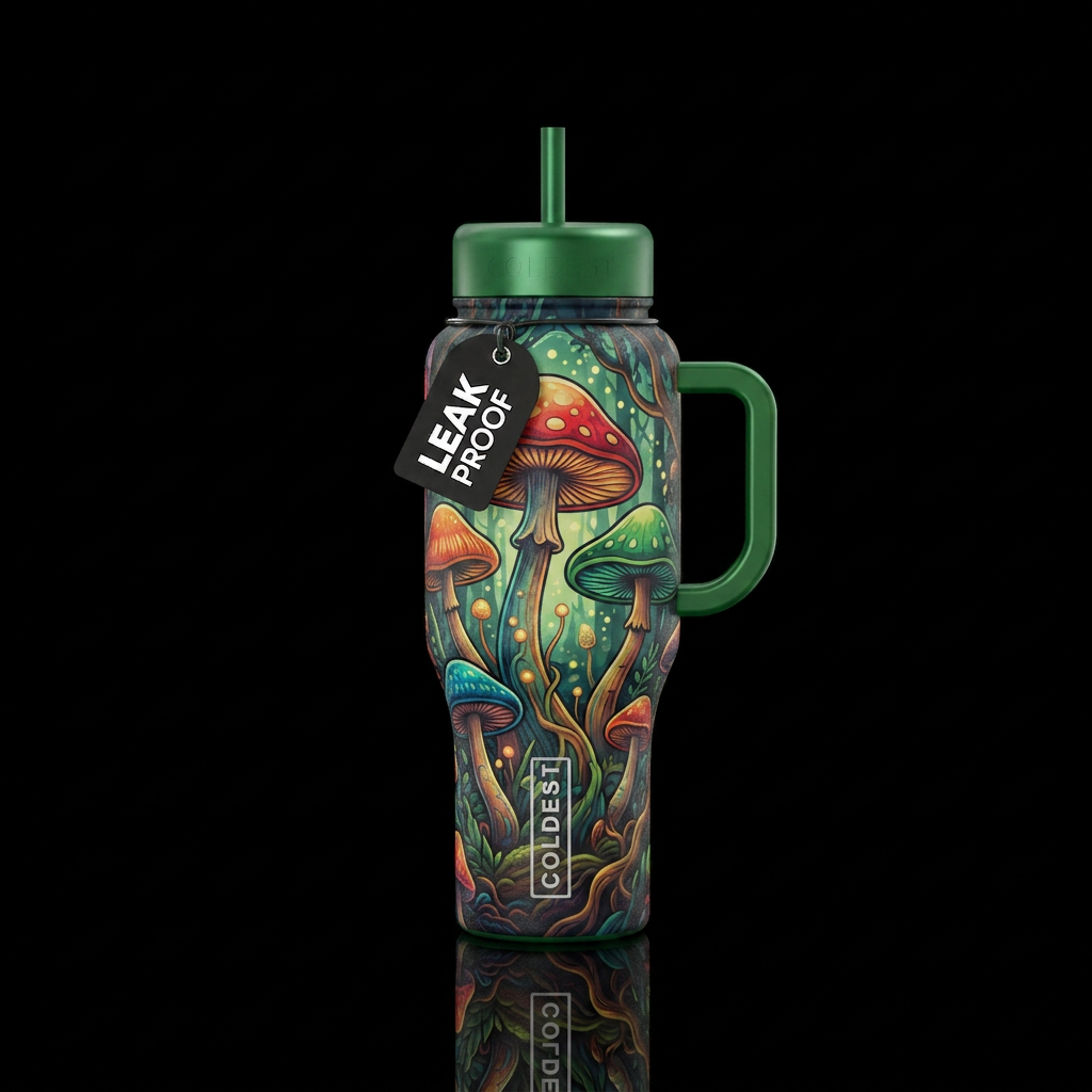 Abstract mushrooms in the forest water bottle design