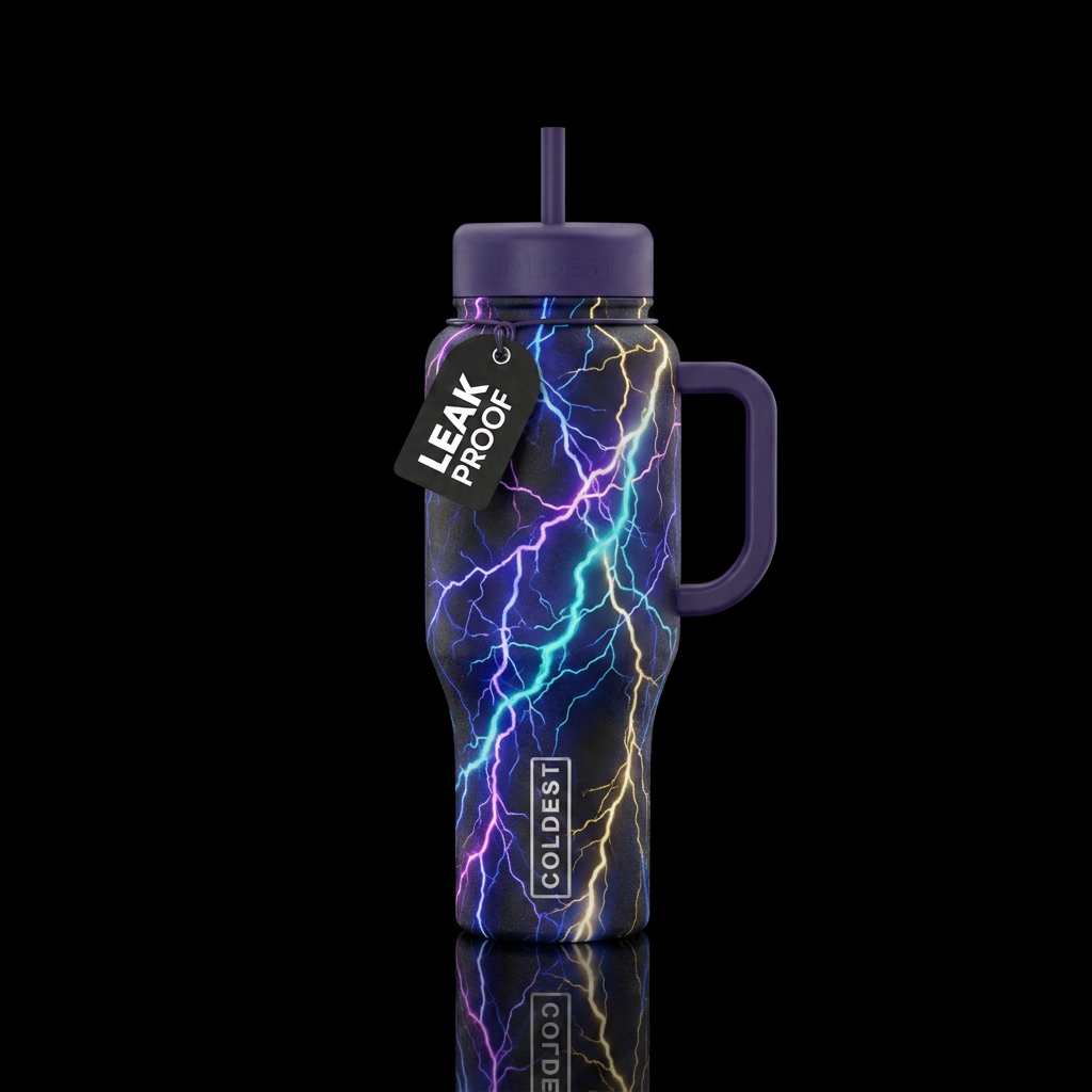 Abstract lightening strikes water bottle design