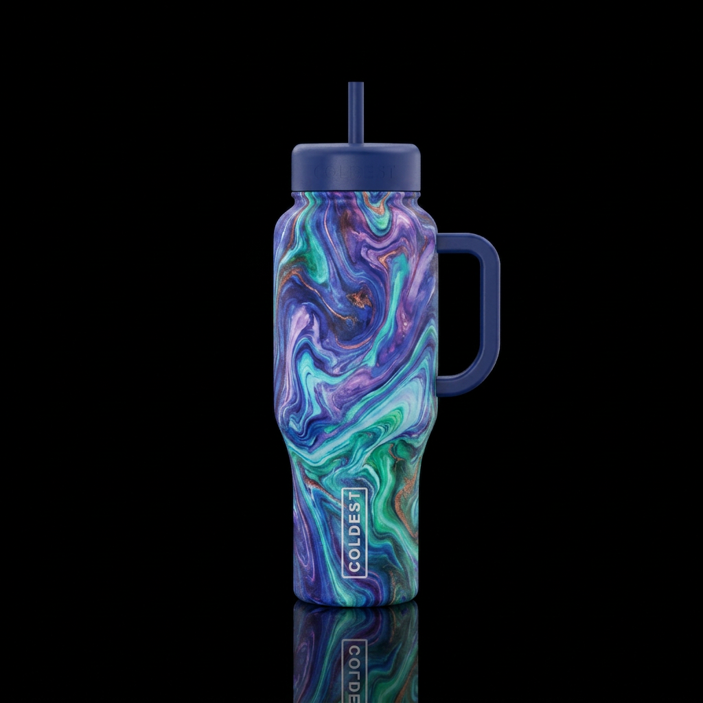 Abstract marble awirl water bottle design