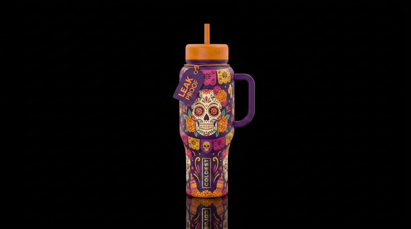 Day of the dead water bottle design
