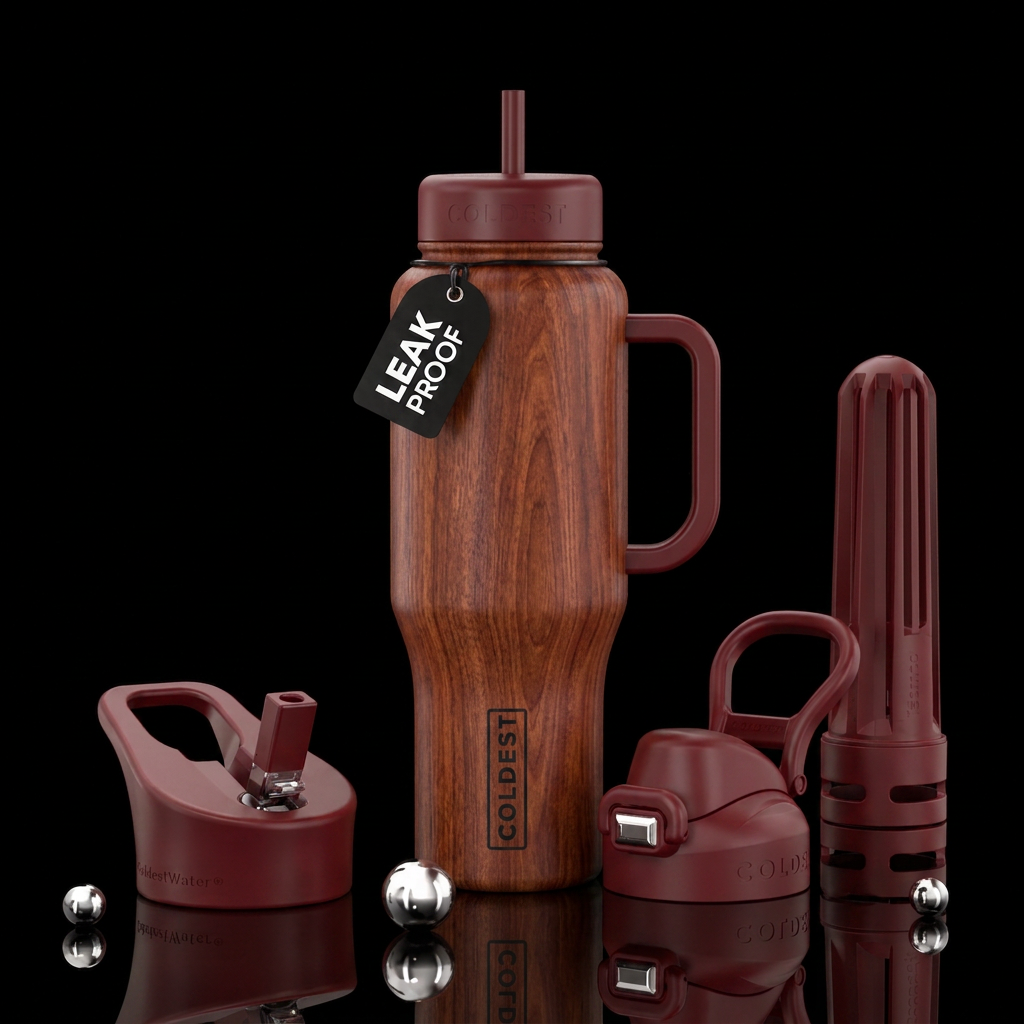 Cherry wood color with wood grain water bottle design